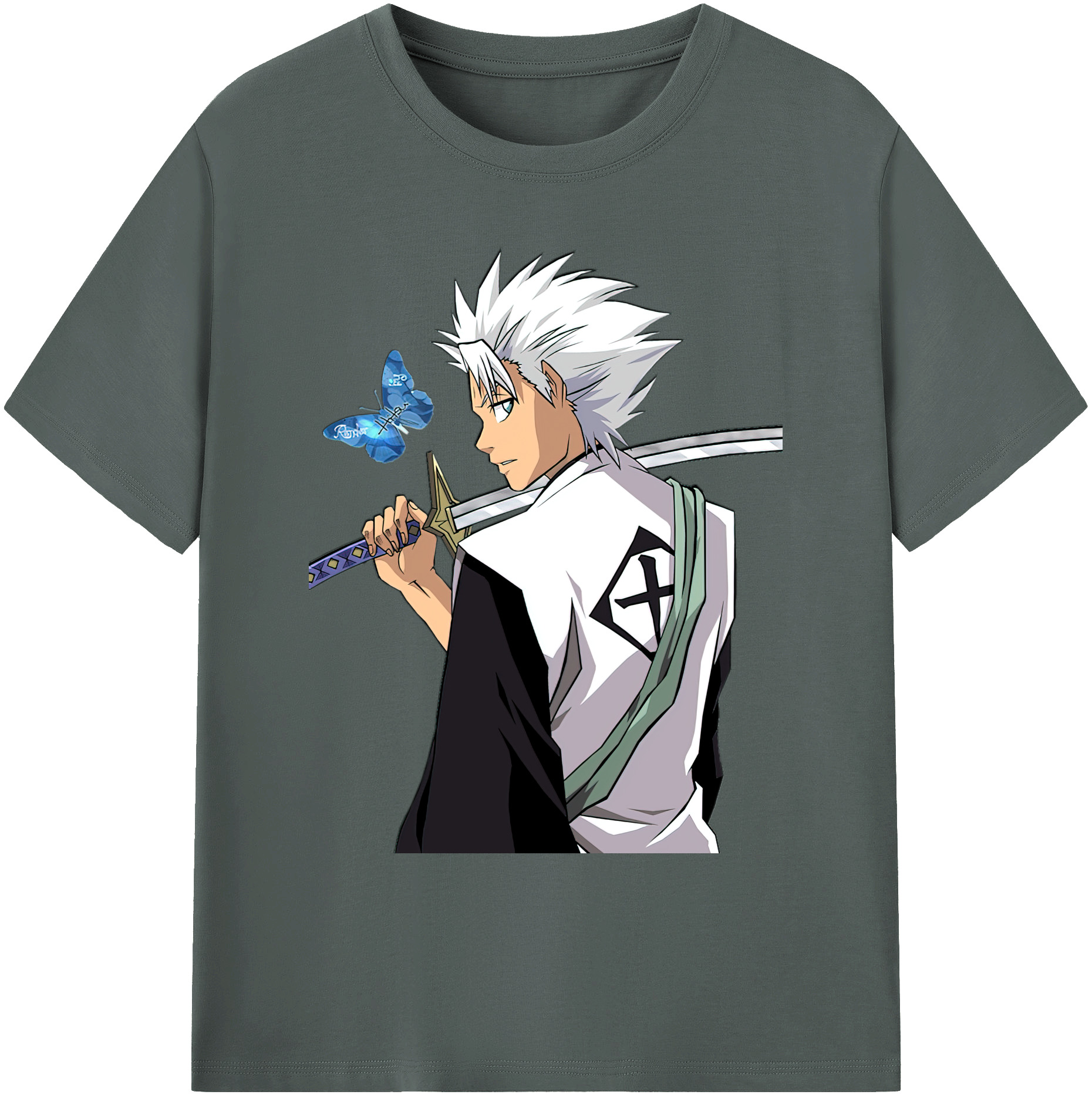 （画像用） ブリーチ 日番谷冬獅郎（ひつがや とうしろう） BLEACH Hitsugaya Toushirou 綿100％ メンズ半袖Tシャツ｜肌触りやわらか＆通気性